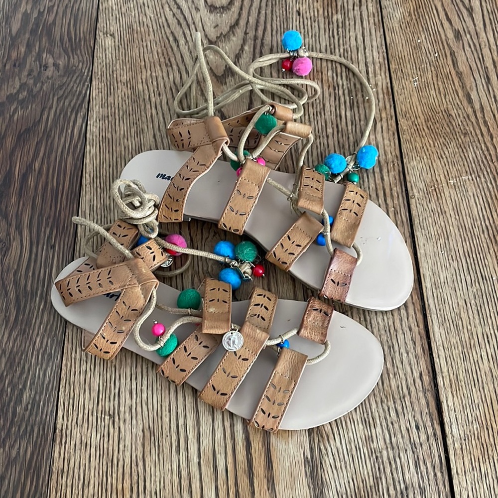 Faux Leather Lace Up Espadrille/Gladiator Sandals - NWOT